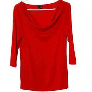 Ann Taylor Red Sweater, draped neckline, stretchy, size medium